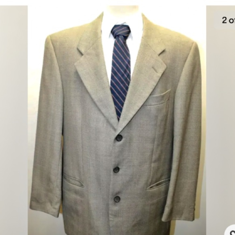 Guy Laroche Men 3 Button 100% Wool Greyish Brown Canada 42R Lined